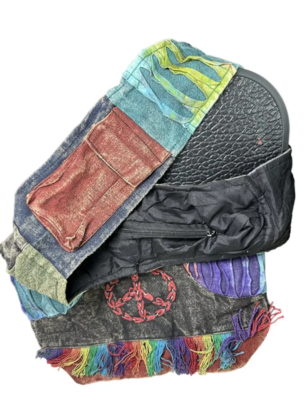 ✌️ NWT Boho Patchwork Fringed Monk Peace Bag Nepal ✌️